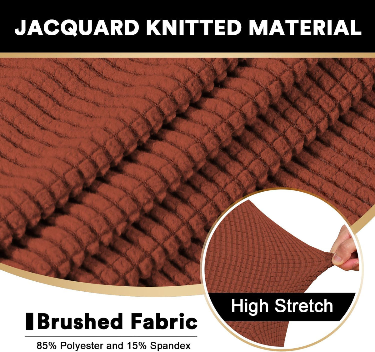 Stretch Armless Futon Cover Futon Slipcover Full Queen Size Futon Couch Cover Futon Sofa Cover Futon Bed Cover Furniture Protector with Elastic Bottom, Checked Pattern Jacquard (Futon, Rust)