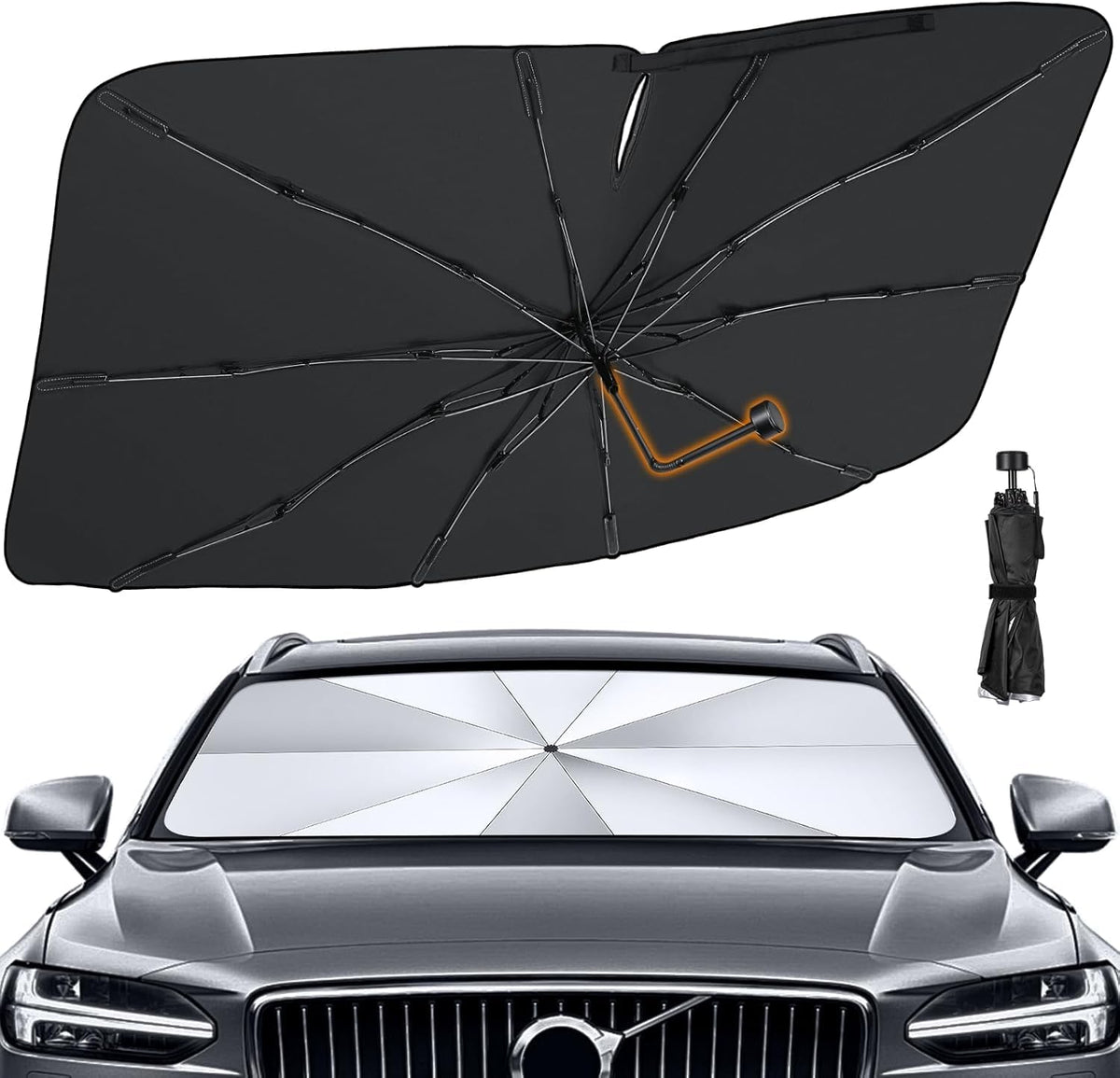 Windshield Sun Shade Umbrella, 55" X 31" Foldable Car Sun Shade